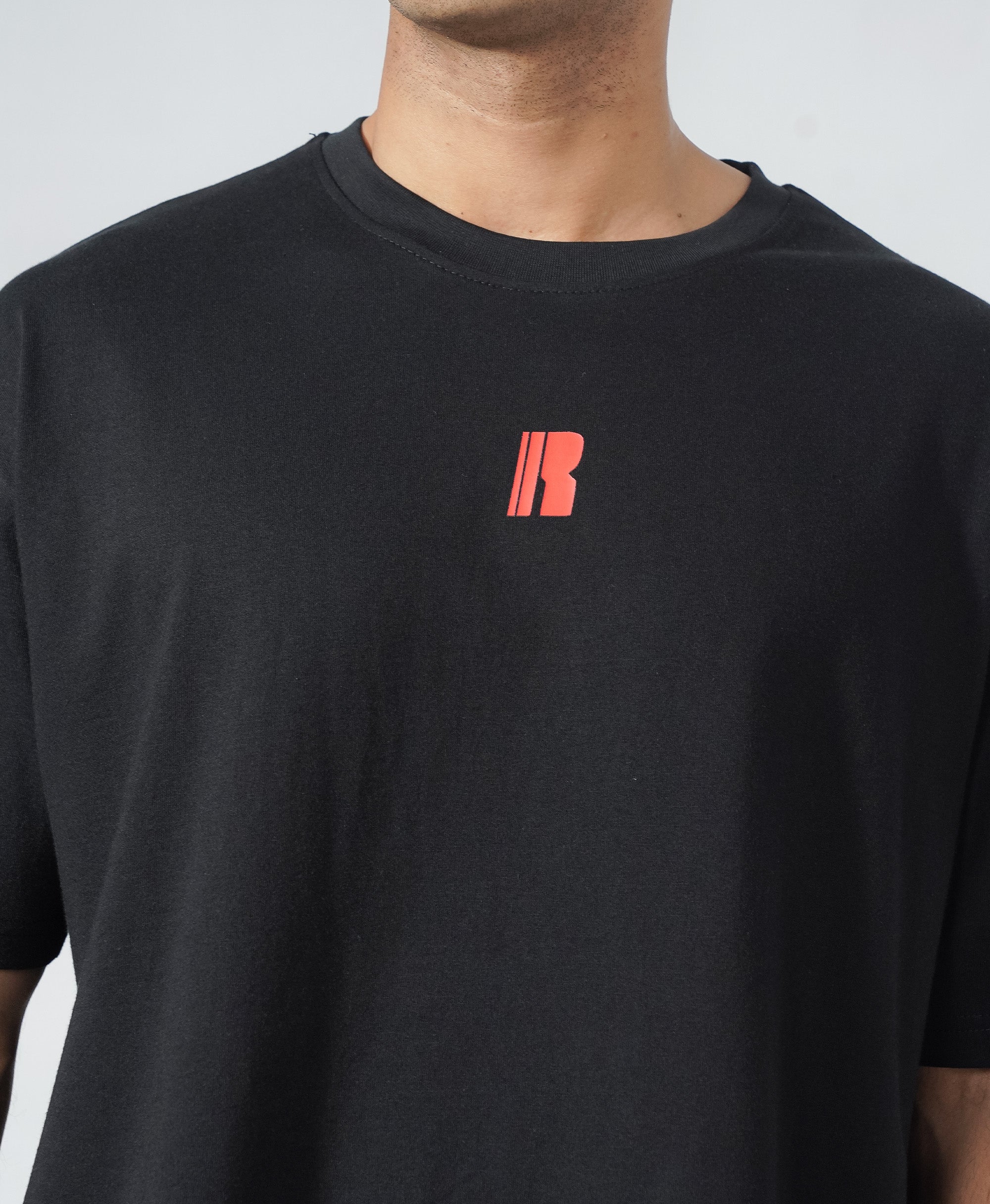 Never Still Oversized Tee - Black / Rawan Red