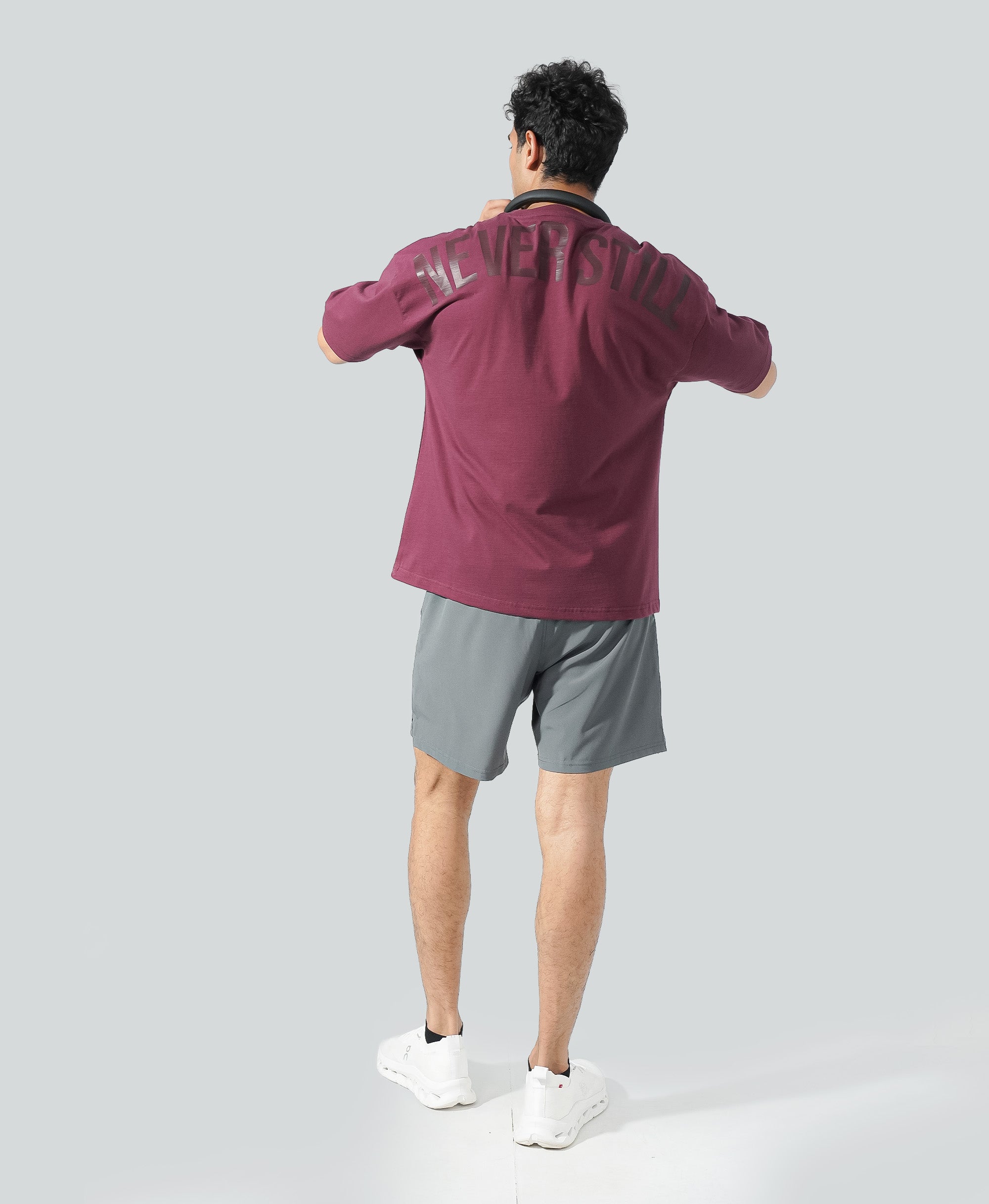 Never Still Oversized Tee - Burgundy / Shadow Maroon