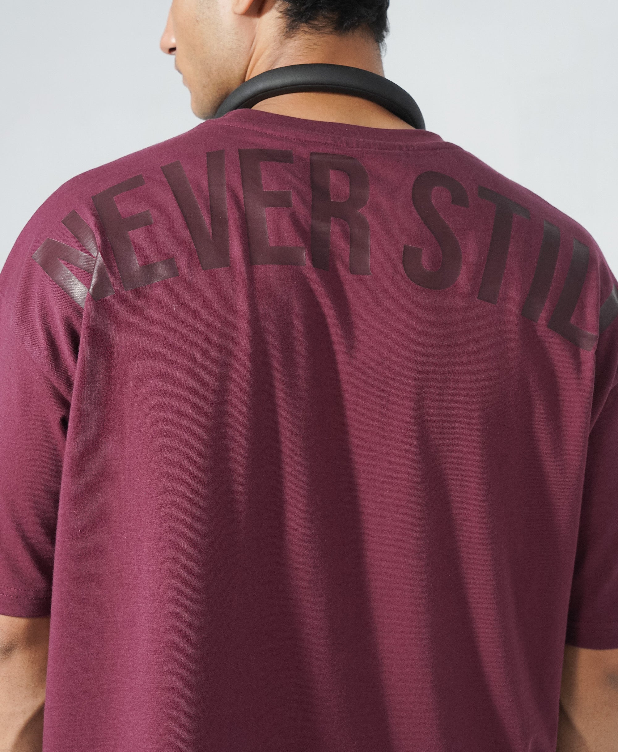 Never Still Oversized Tee - Burgundy / Shadow Maroon