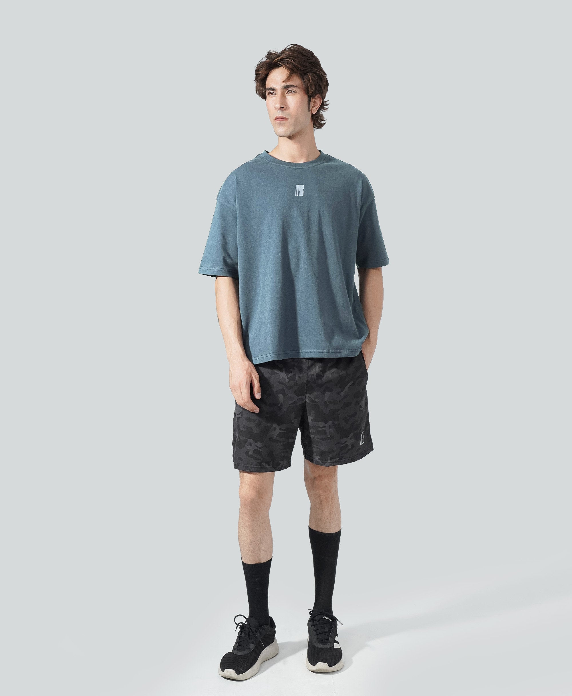 Never Still Oversized Tee - Slate Blue / Silver