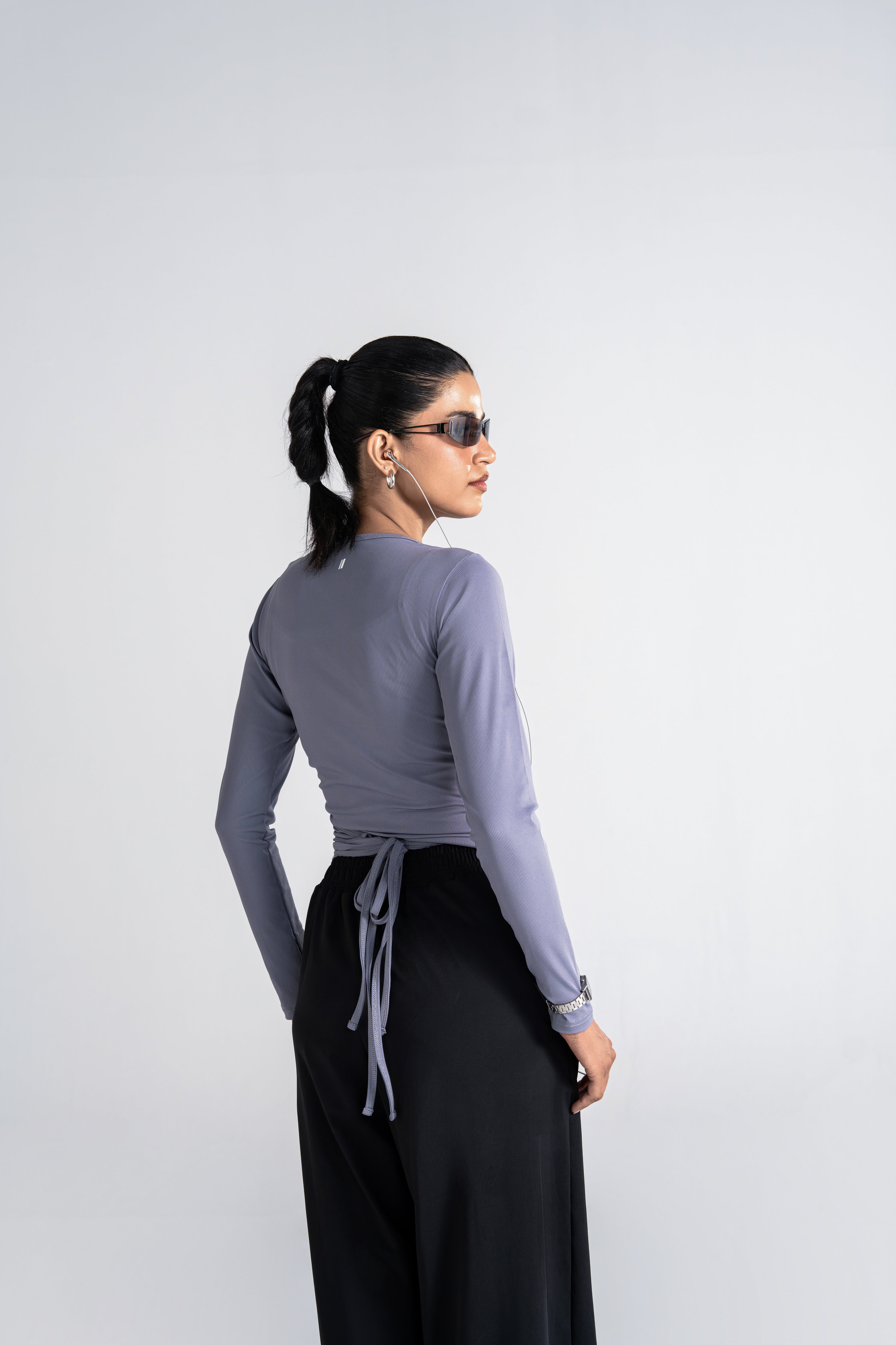 Studio Ribbed Pilates Top - Dusk Grey