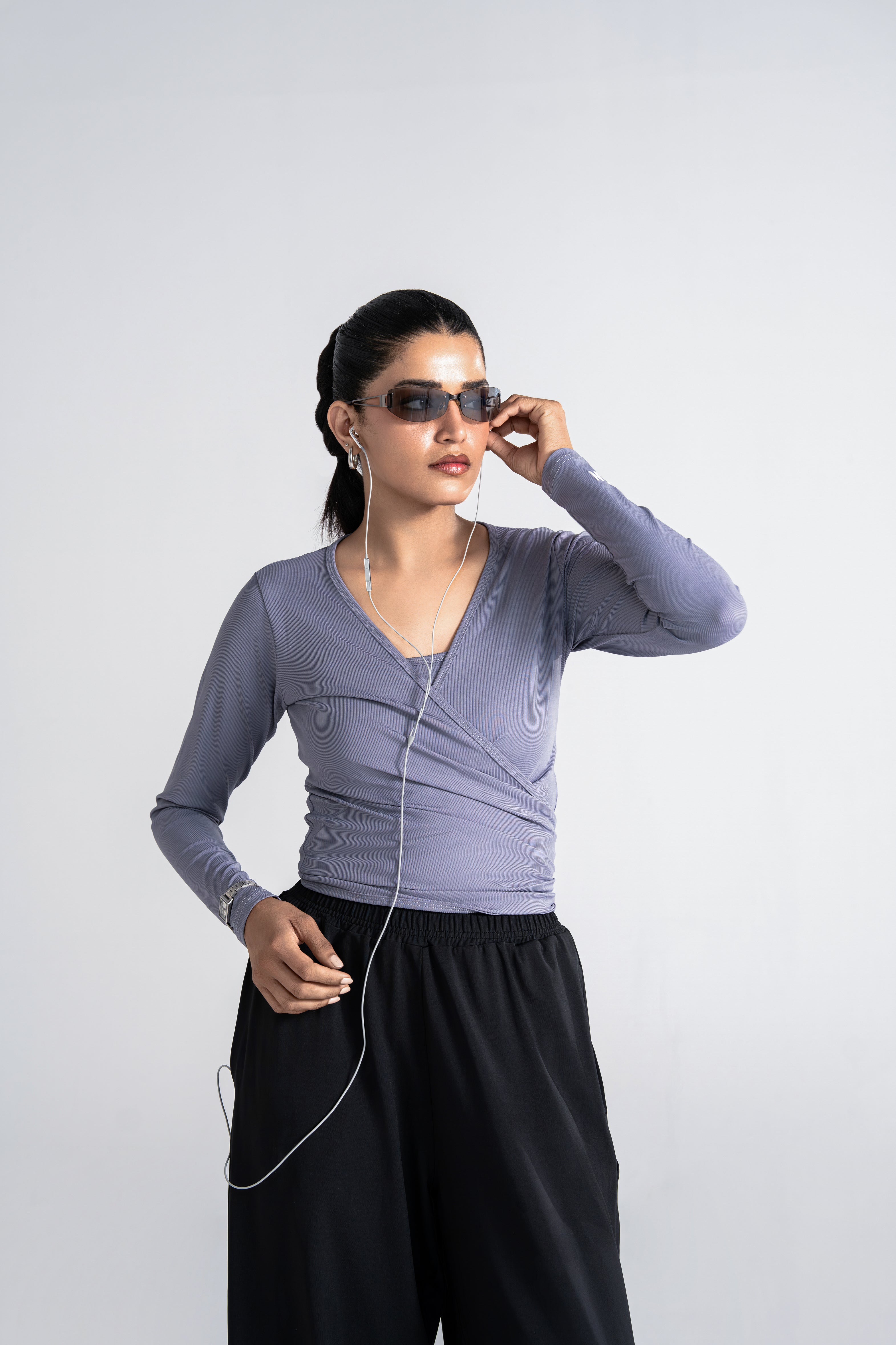 Studio Ribbed Pilates Top - Dusk Grey