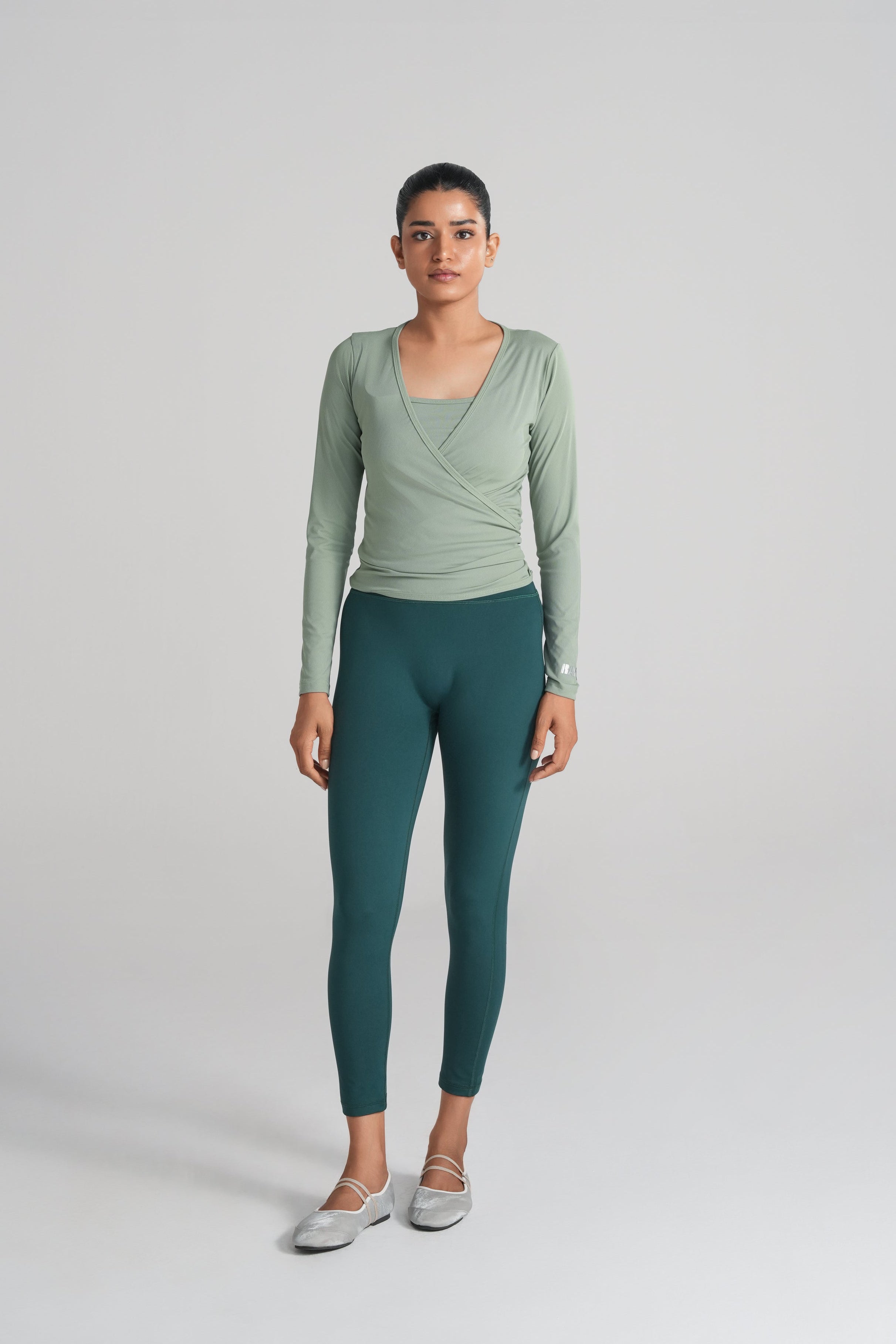 Studio Ribbed Pilates Top - Sage Green