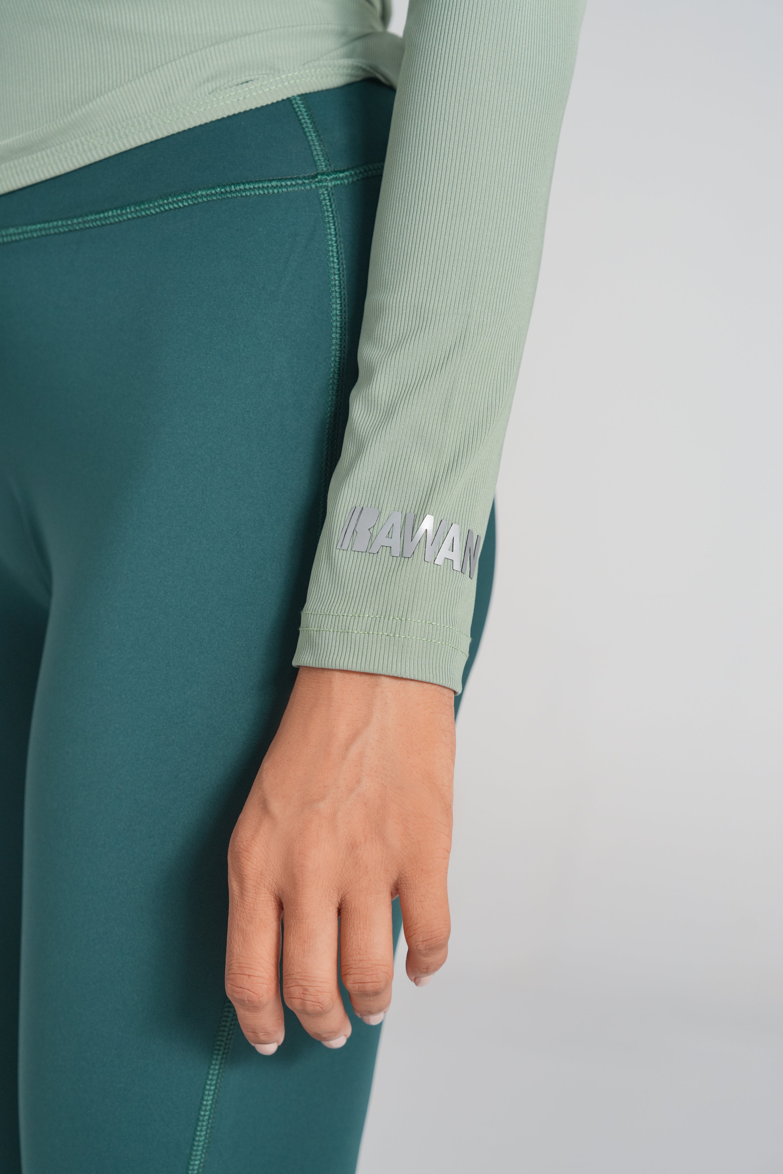 Studio Ribbed Pilates Top - Sage Green