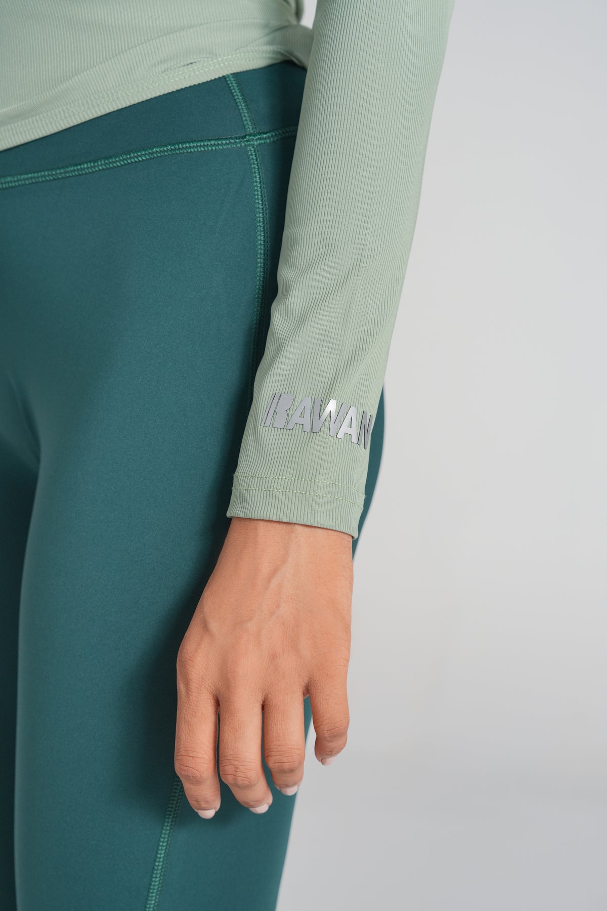 Rawan Studio Ribbed Pilates Top in Sage Green - Women's Ribbed Pilates Top