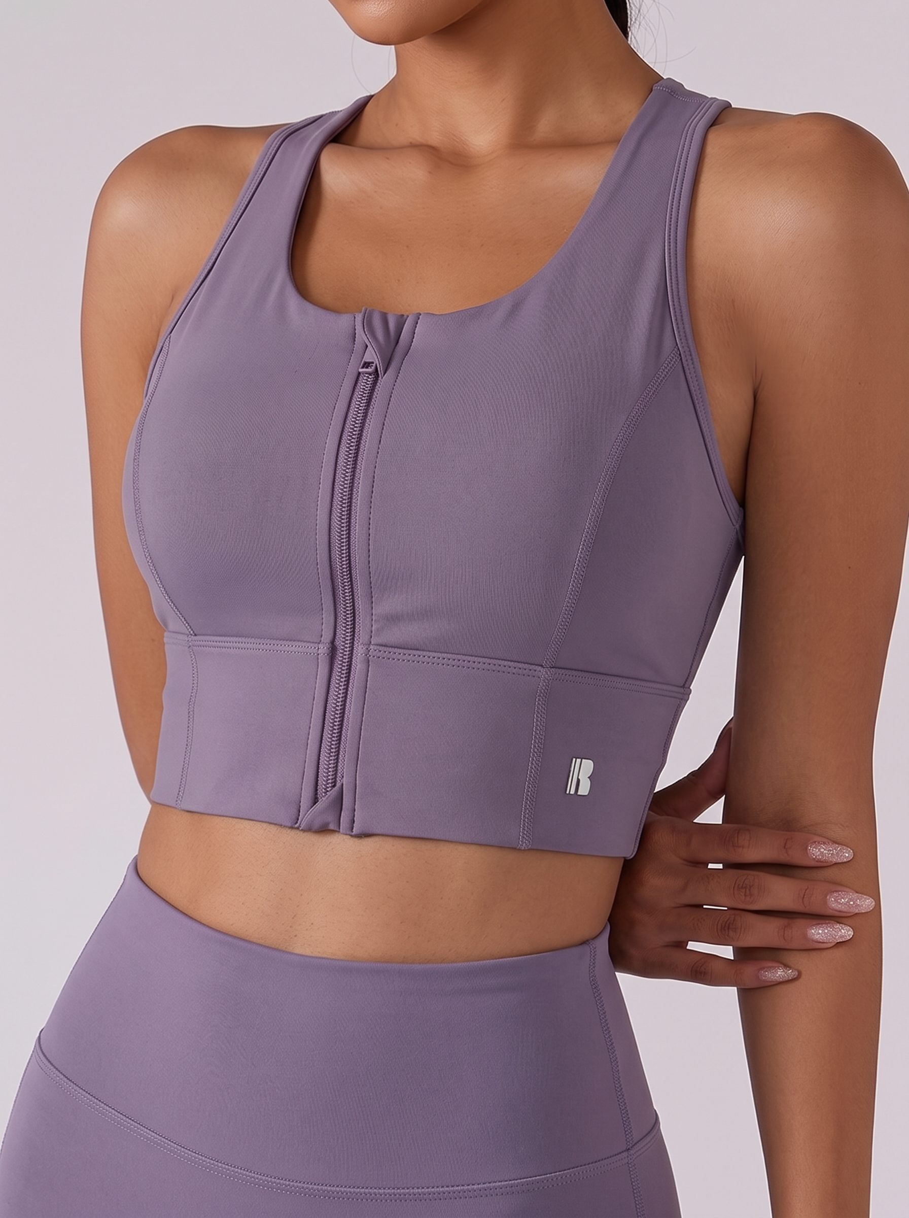 Zip-Up Sports Bra - Dusty Purple