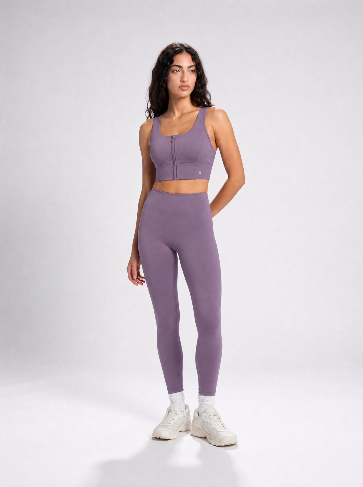 Rawan Zip-Up Sports Bra in Dusty Purple - Women's Zip-Up Sports Bra