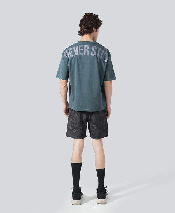 Never Still Oversized Tee - Slate Blue / Silver