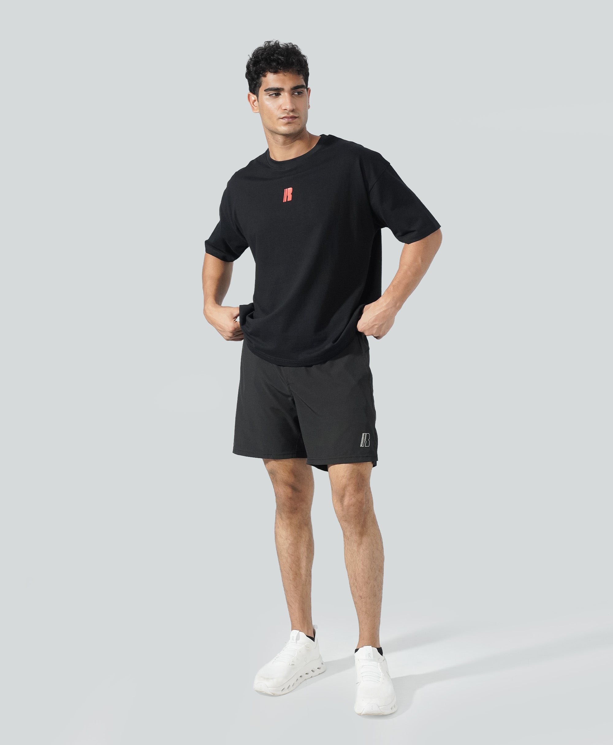 Never Still Oversized Tee - Black / Rawan Red