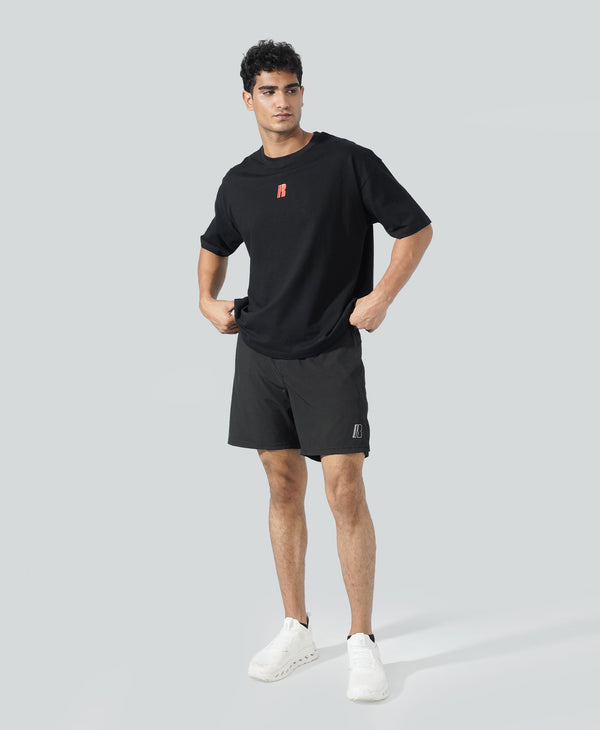 Never Still Oversized Tee - Black / Rawan Red