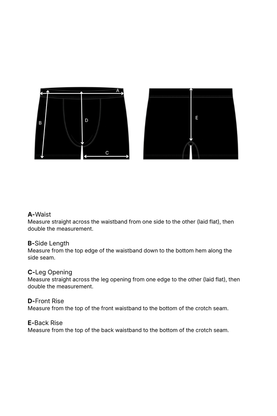 Boxers measurement guide
