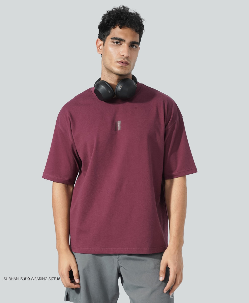 Never Still Oversized Tee - Burgundy / Shadow Maroon