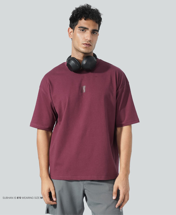 Never Still Oversized Tee - Burgundy / Shadow Maroon