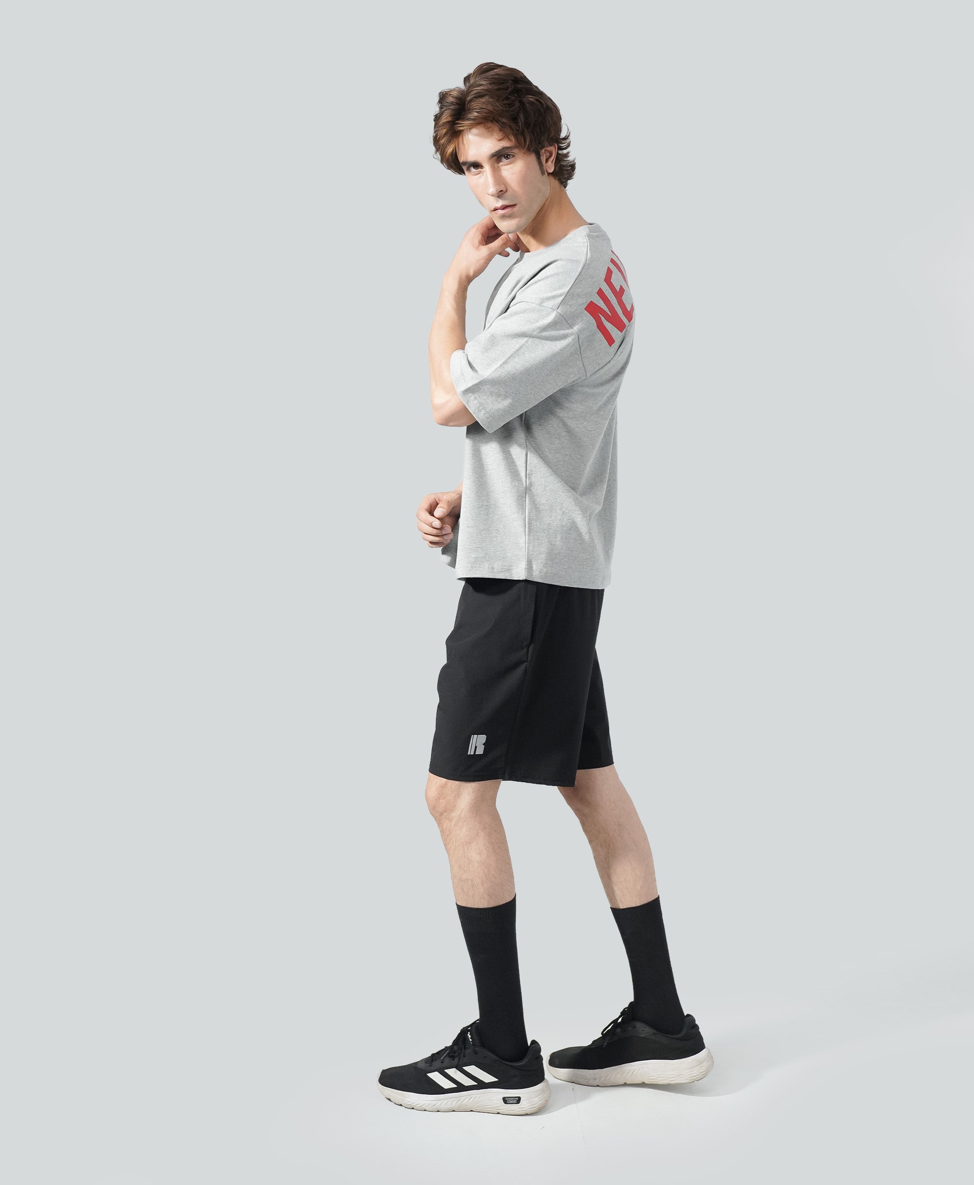 Never Still Oversized Tee - Cloud Grey / Oxblood