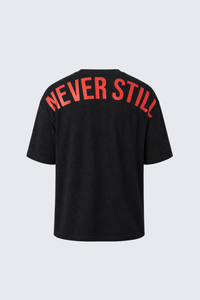 Never Still Oversized Tee - Black / Rawan Red