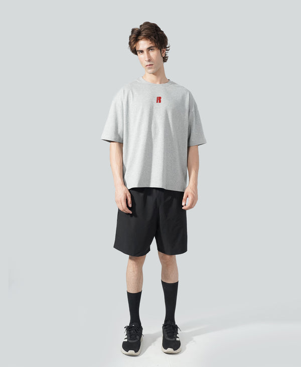 Never Still Oversized Tee - Cloud Grey / Oxblood