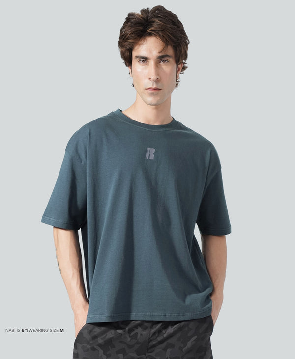Never Still Oversized Tee - Slate Blue / Silver