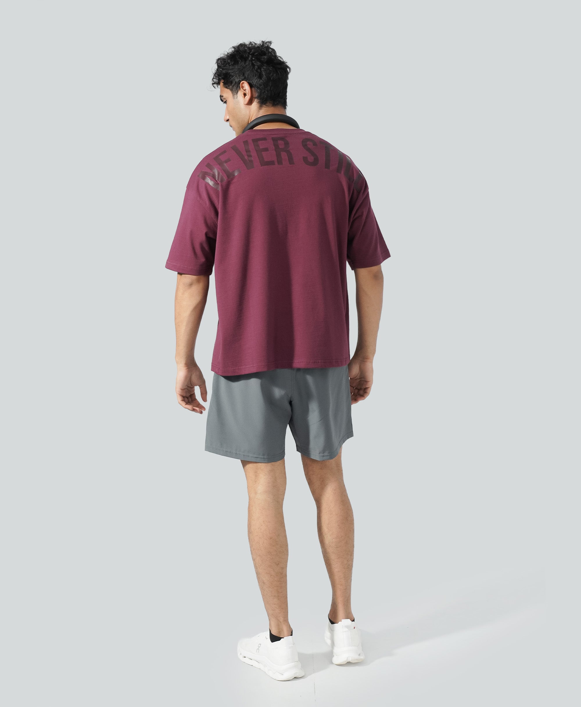 Never Still Oversized Tee - Burgundy / Shadow Maroon