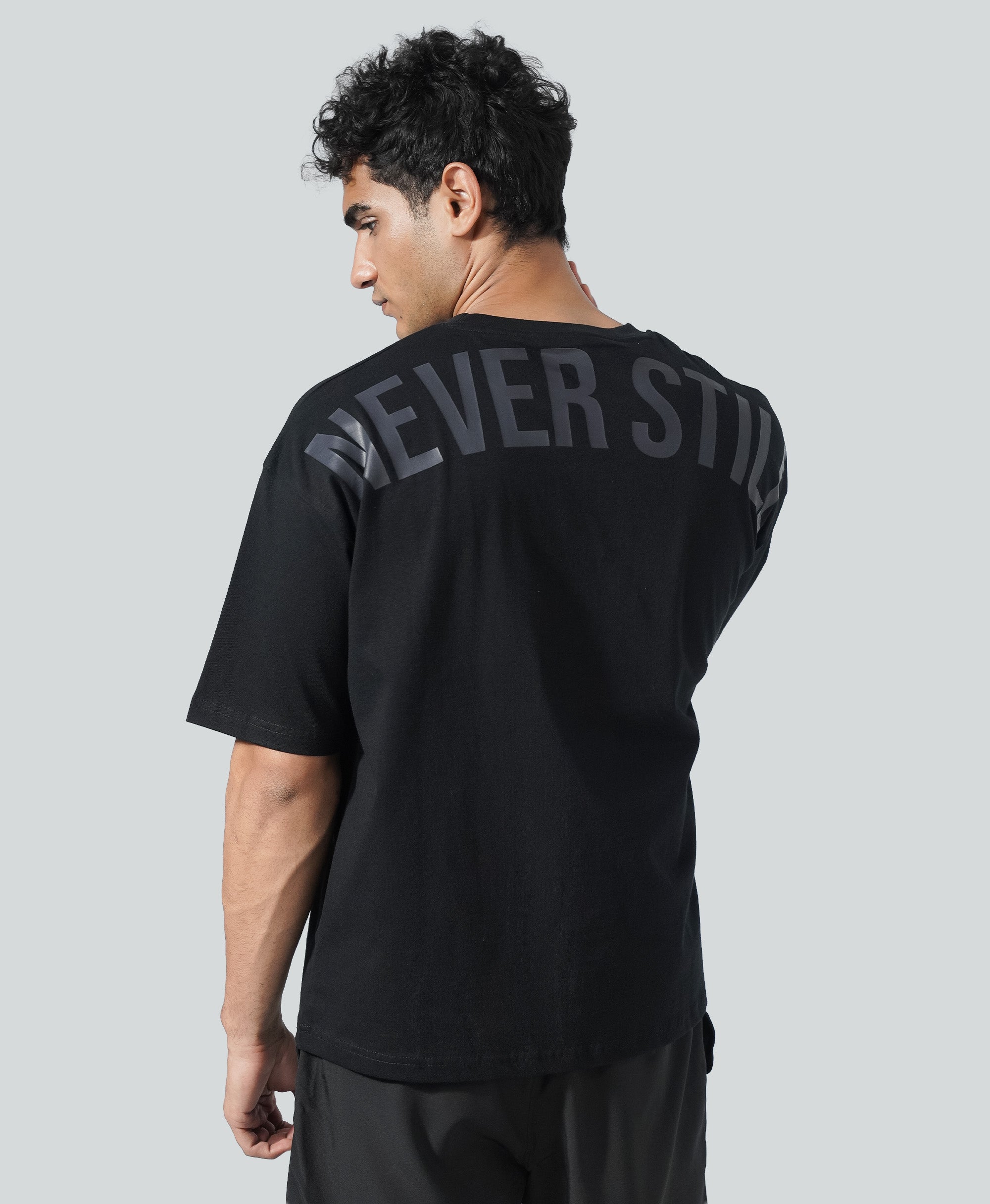 Never Still Oversized Tee - Black / Asphalt