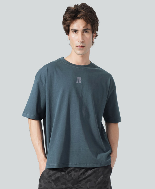 Never Still Oversized Tee - Slate Blue / Silver