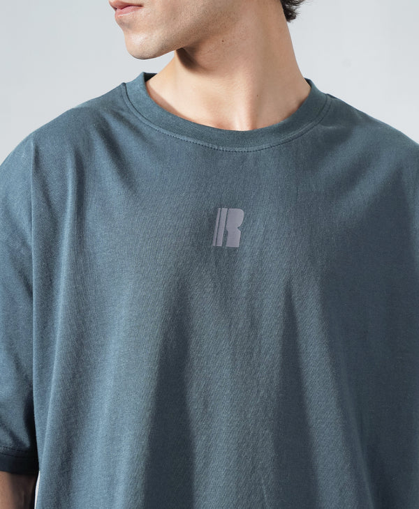 Never Still Oversized Tee - Slate Blue / Silver
