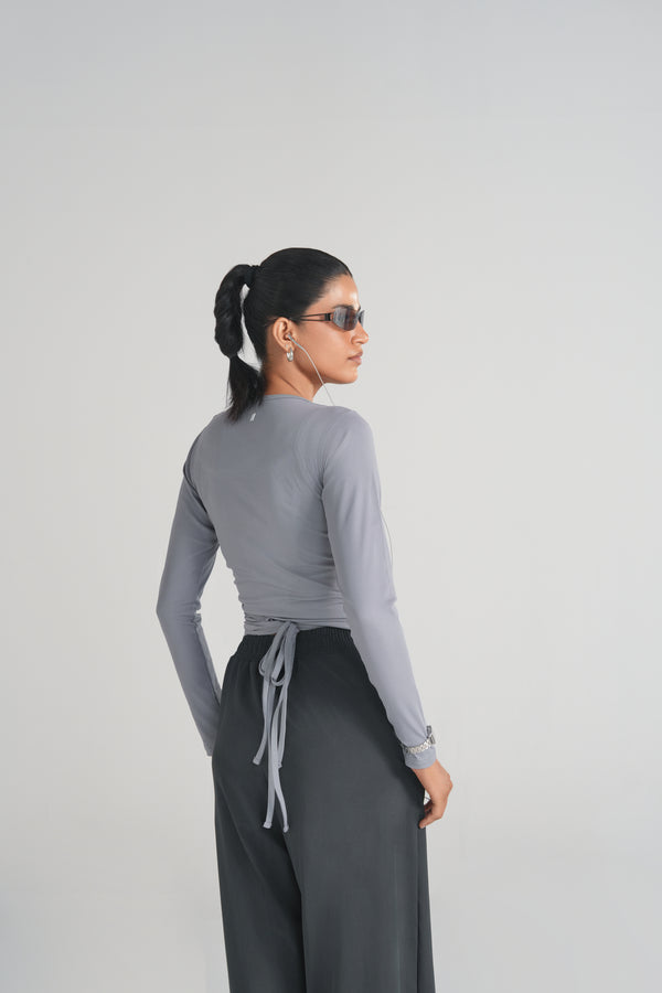 Studio Ribbed Pilates Top - Dusk Grey