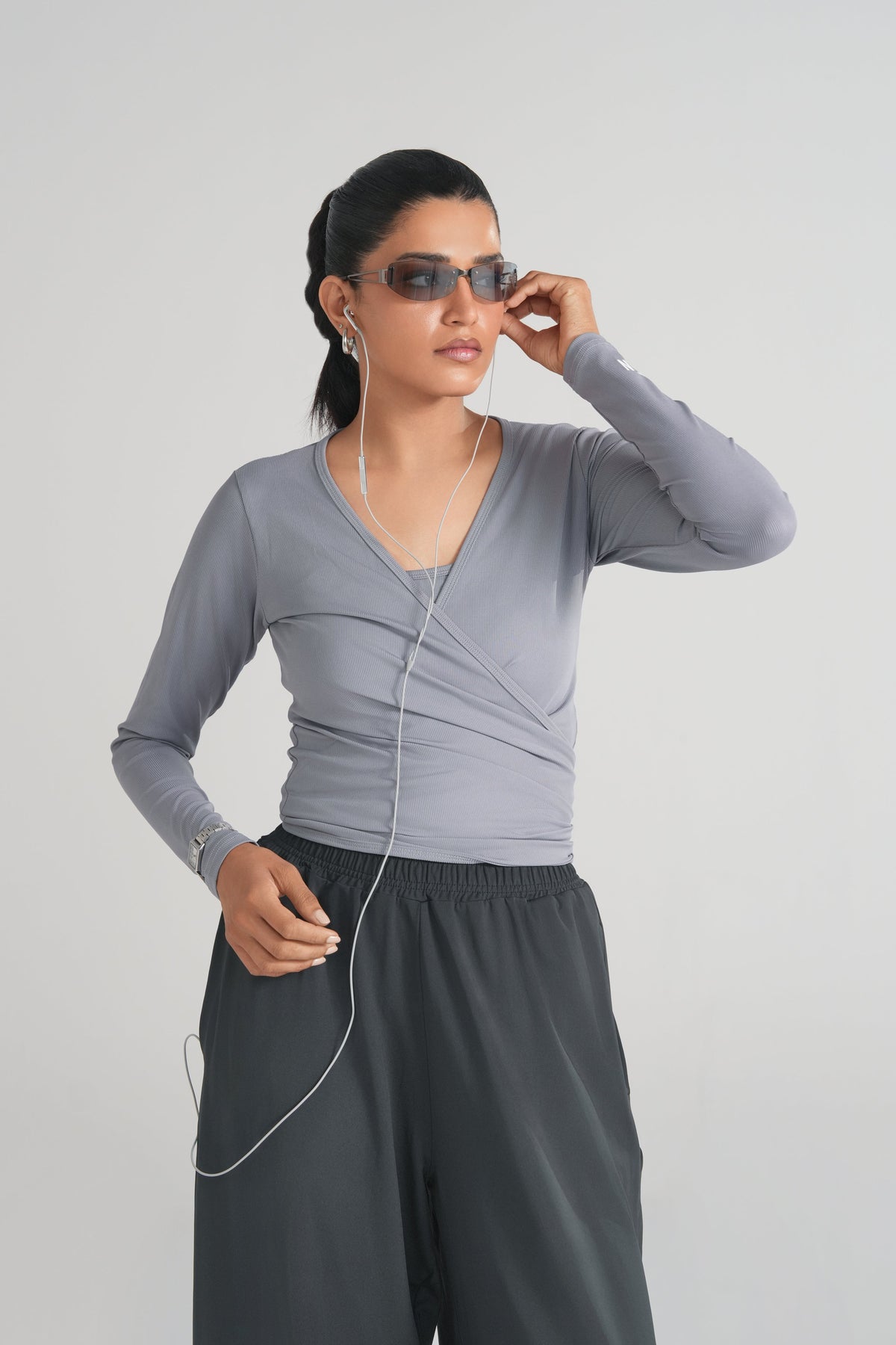 Rawan Studio Ribbed Pilates Top in Dusk Grey - Women's Ribbed Pilates Top
