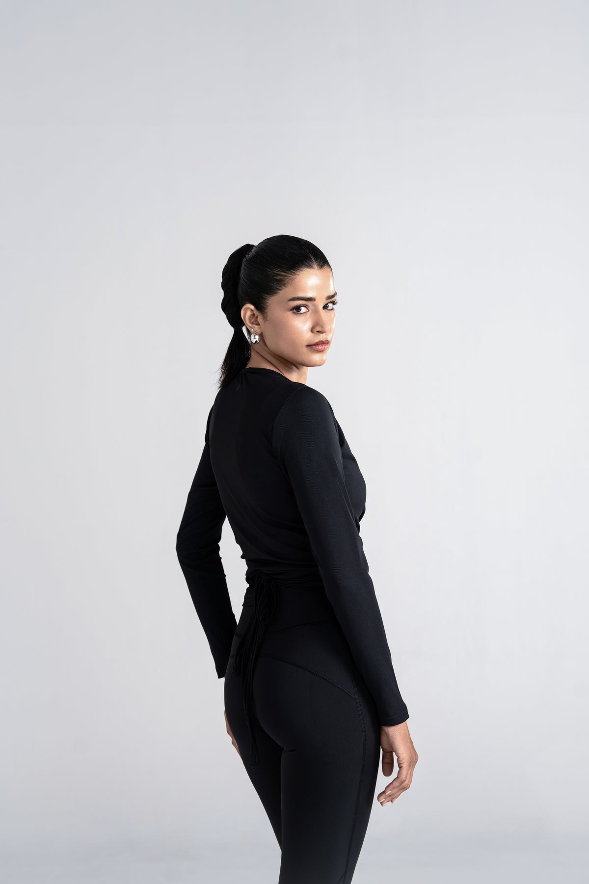 Studio Ribbed Pilates Top - Jet Black