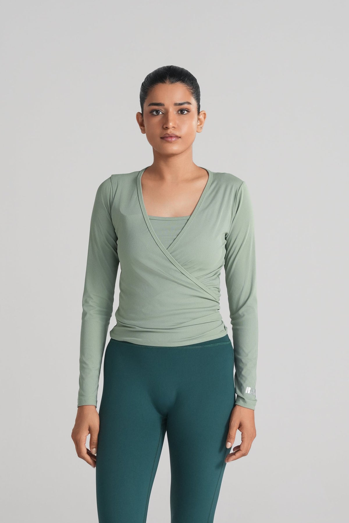 Rawan Studio Ribbed Pilates Top in Sage Green - Women's Ribbed Pilates Top