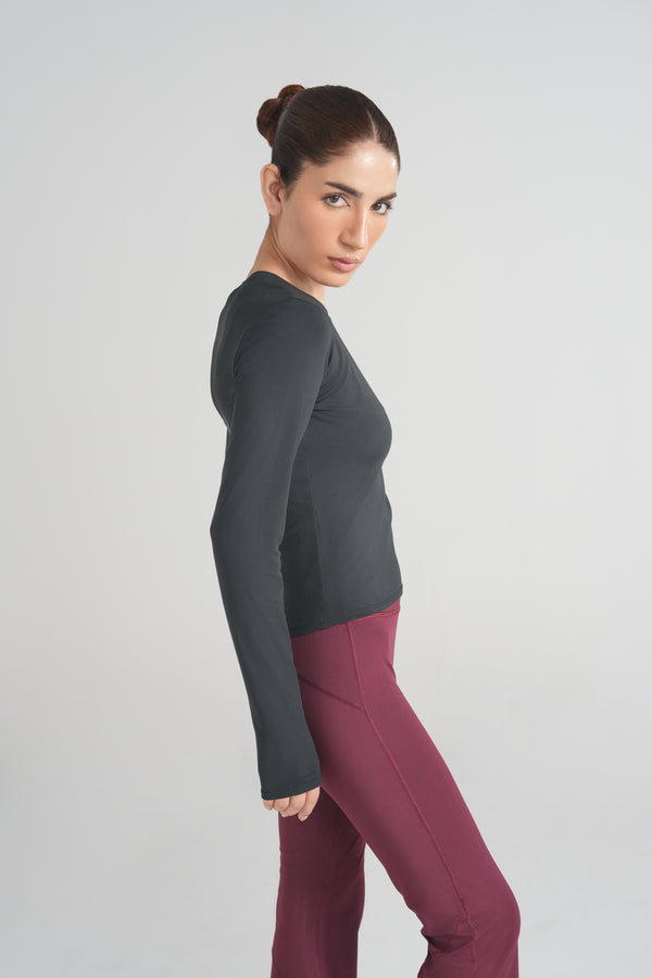Bodyline Long Sleeve Tee - Jet Black