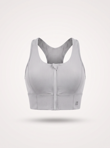 Zip-Up Sports Bra - Cloud Grey