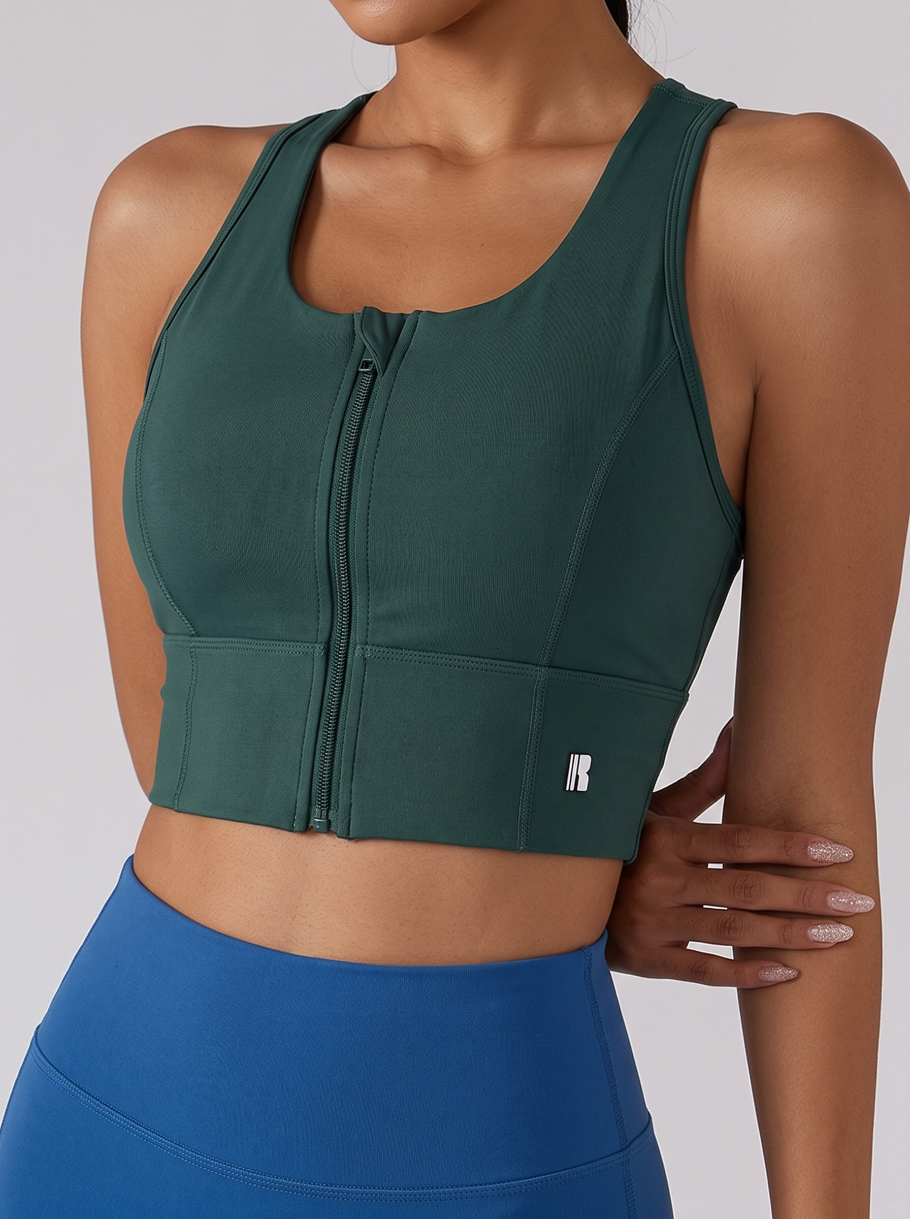 Zip-Up Sports Bra - Deep Forest