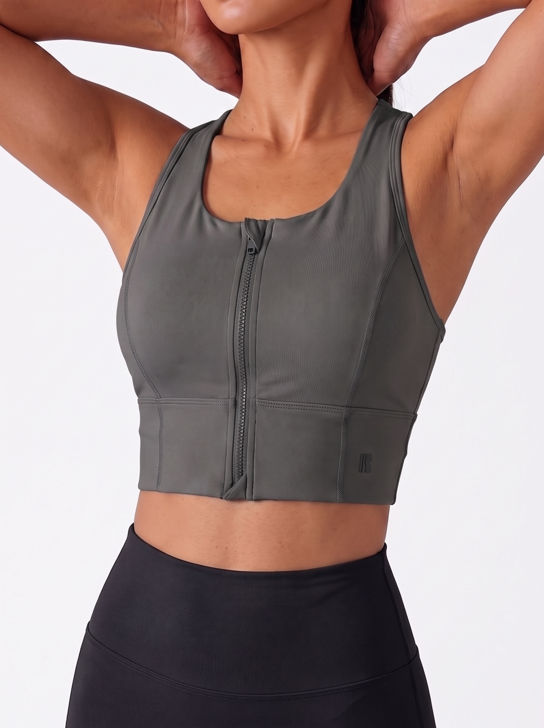 Zip-Up Sports Bra - Anthracite