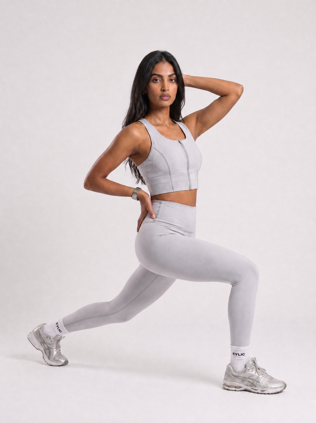 Zip-Up Sports Bra - Cloud Grey