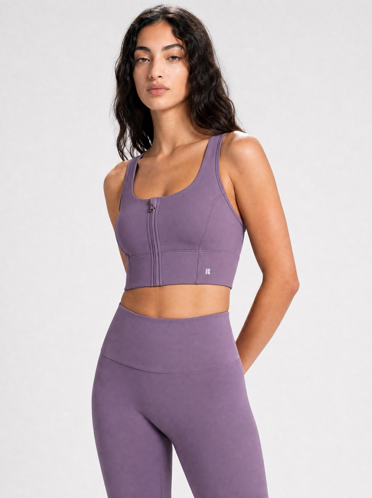 Zip-Up Sports Bra - Dusty Purple